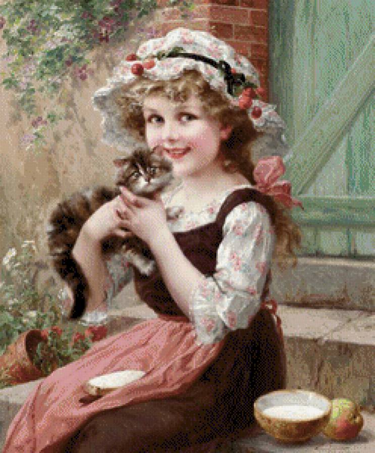 niña con gatito de emile vernon - предпросмотр