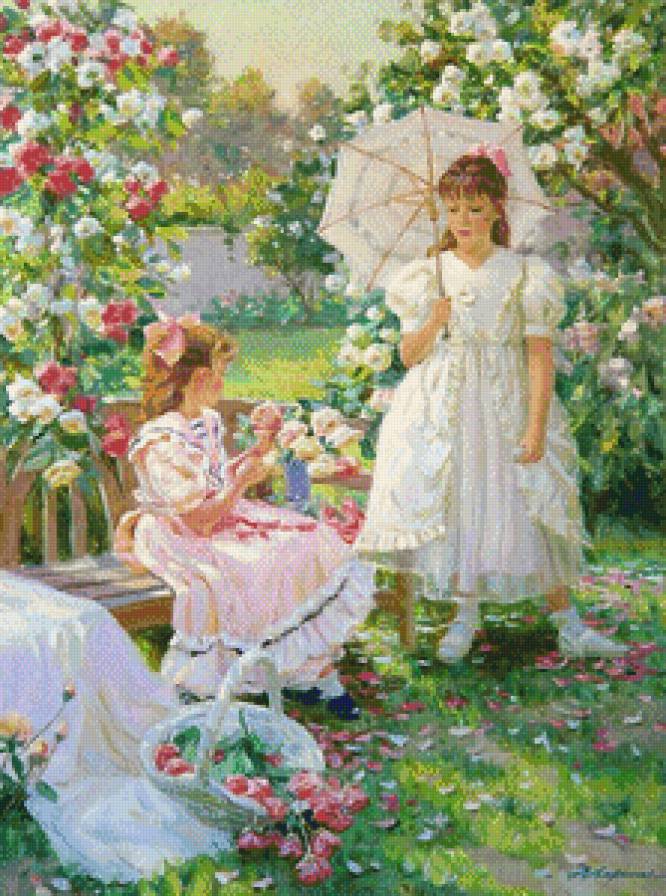 niñas en el jardin - предпросмотр