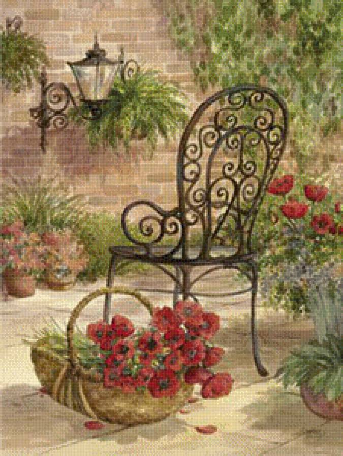 patio con silla y amapolas 2 - предпросмотр