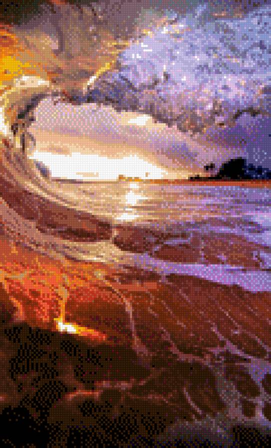 Вечерняя волна - волна, солнце, сумрак, закат - предпросмотр