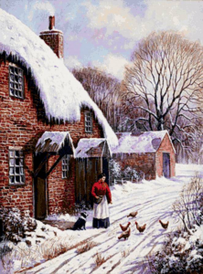 сельский дворик - пейзаж, двор, дом - предпросмотр