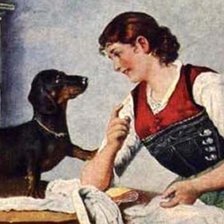 Схема вышивки «такса и женщина»