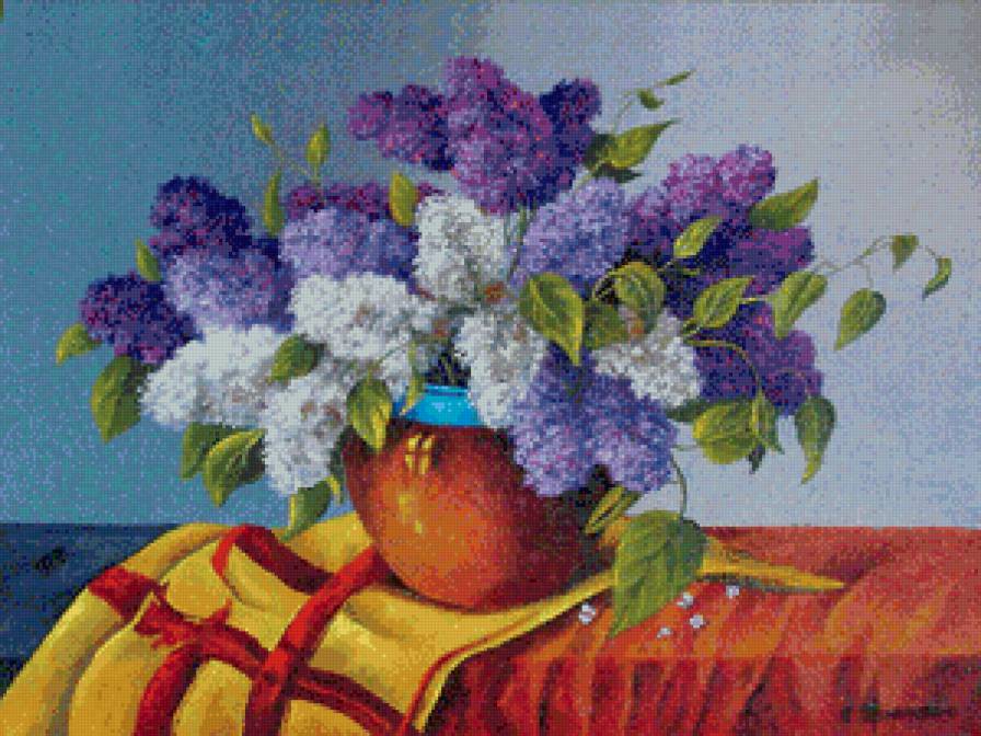 букет сирени - букет, живопись, сирень, нежность, весна, натюрморт, ваза - предпросмотр