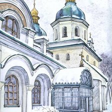 Схема вышивки «церковь зимой»