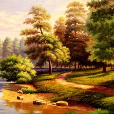 Схема вышивки «лесной пейзаж»