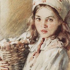 Схема вышивки «маковский.девочка с корзиной»