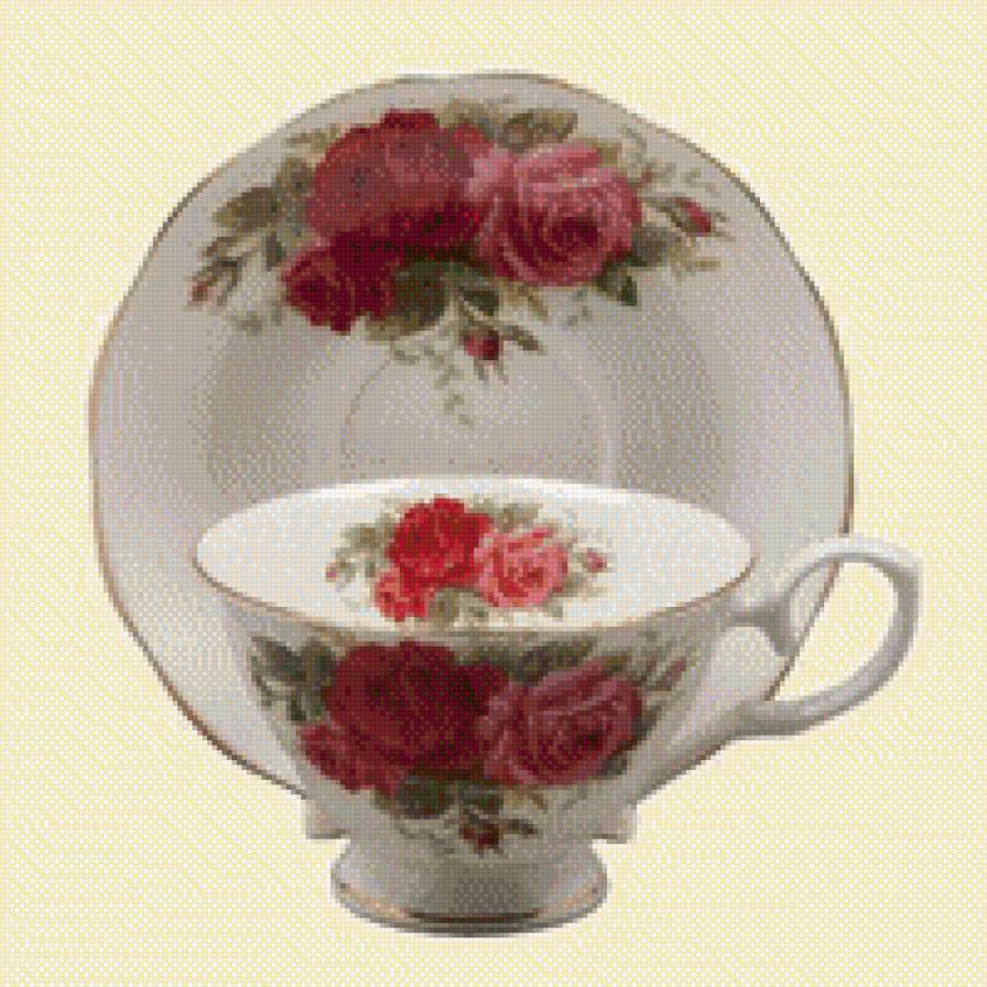 taza y plato te rosas roja y rosa - предпросмотр