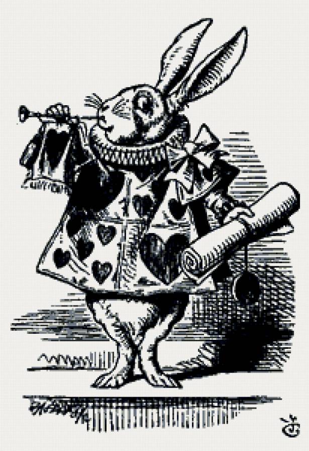 Алиса в Стране Чудес. Белый Кролик. - алиса в стране чудес, детское, сказка, монохром, кэролл - предпросмотр