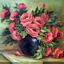 Схема вышивки «полевые маки в вазе»