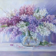 Схема вышивки «букет сирени в кувшине»