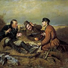 Схема вышивки «охотники на привале»