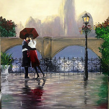 Схема вышивки «двое под зонтиком»