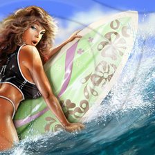 любительница серфинга