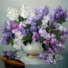 Схема вышивки «букет сирени в вазе»