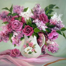 Схема вышивки «сирень и розы»