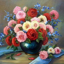 Схема вышивки «розы и незабудки»