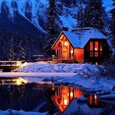 Схема вышивки «Зимний дом»