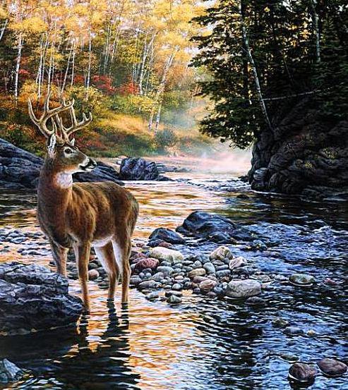 Пейзаж с оленем - оригинал