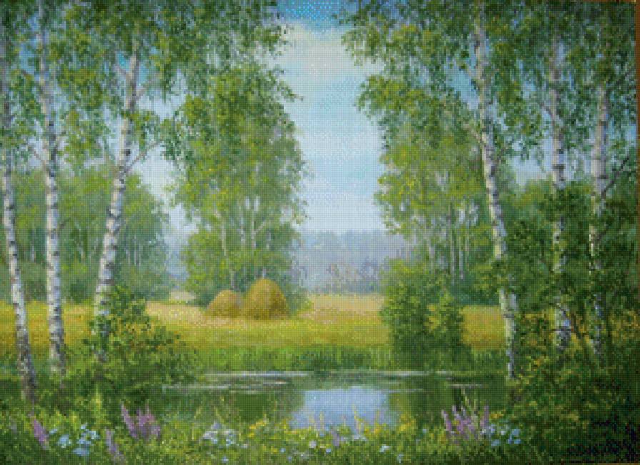 летний пейзаж - природа, пейзаж, березы - предпросмотр