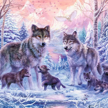 Схема вышивки «Волки»