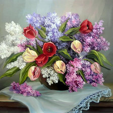 Схема вышивки «тюльпаны и сирень»