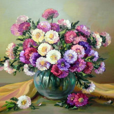 Схема вышивки «астры в вазе»