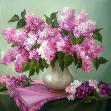 Схема вышивки «сирень в вазе»