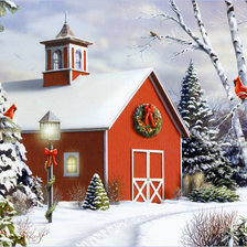 Схема вышивки «рождественский пейзаж»