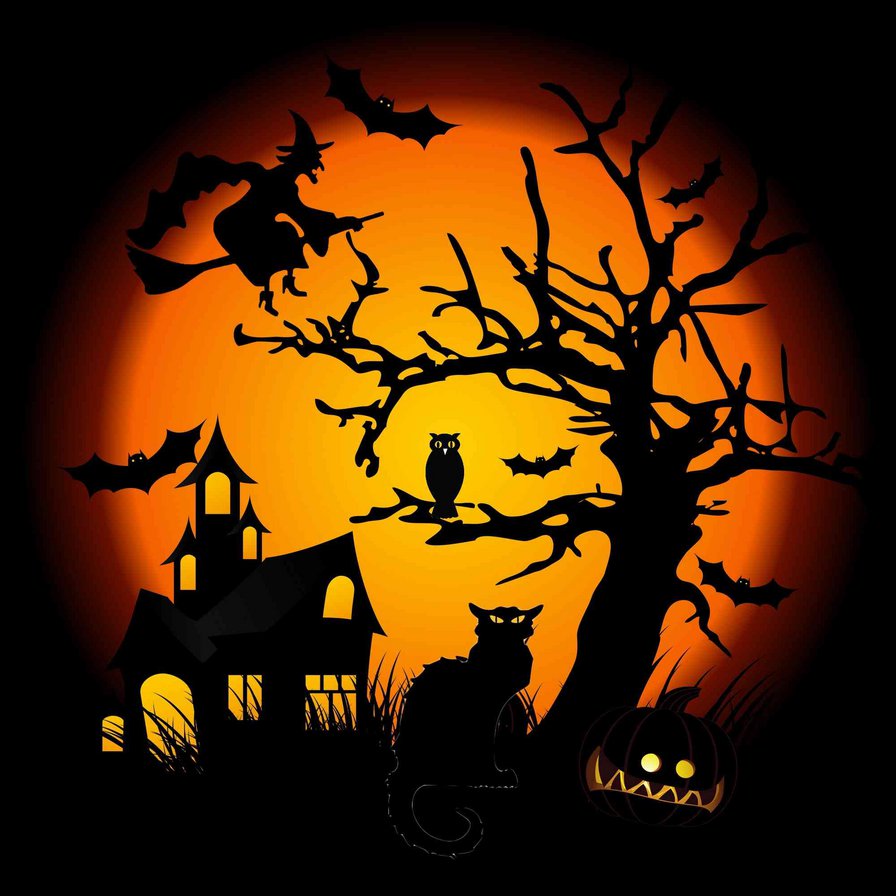 Хеловин - хелоувин, пять летучих мышей - оригинал