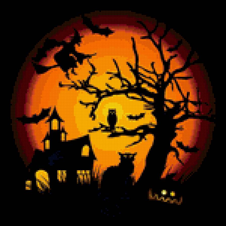 Хеловин - хелоувин, пять летучих мышей - предпросмотр