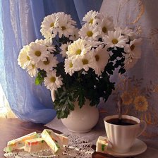 Схема вышивки «натюрморт с хризантемами»