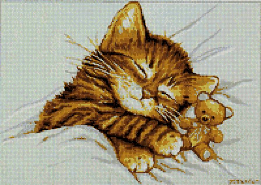 котёнок - кот, спит - предпросмотр