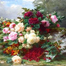 Схема вышивки «пейзаж розы»