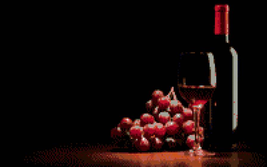 вино - на черном, натюрморт, виноград, вино, на кухню - предпросмотр