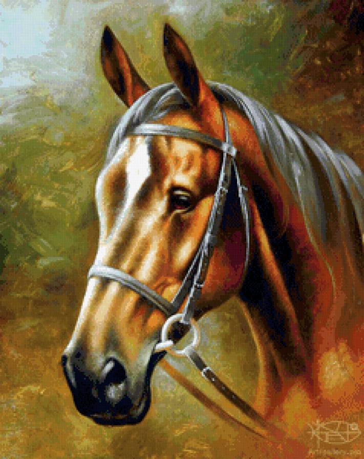 красивая лошадь - живопись, лошадь, конь, животное, природа - предпросмотр