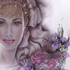 Схема вышивки «девушка цветок»