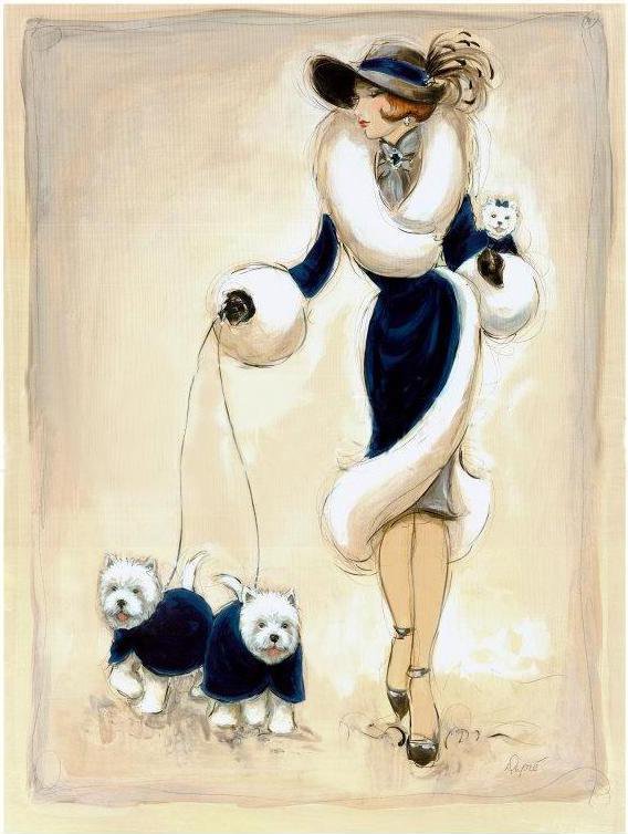 Карен Дюпре-Дикие вестерны - леди, ретро, собачки, дама, собаки - оригинал