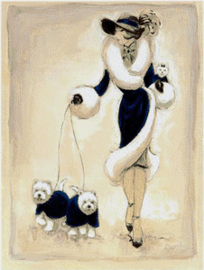 Карен Дюпре-Дикие вестерны - дама, собаки, ретро, леди, собачки - предпросмотр