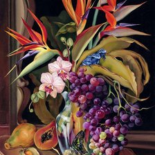 Схема вышивки «натюрморт с цветами и фруктами»