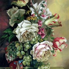 Схема вышивки «розы, тюльпаны и виноград»