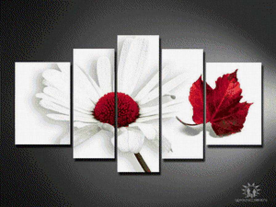 триптих - ромашка, цветы - предпросмотр