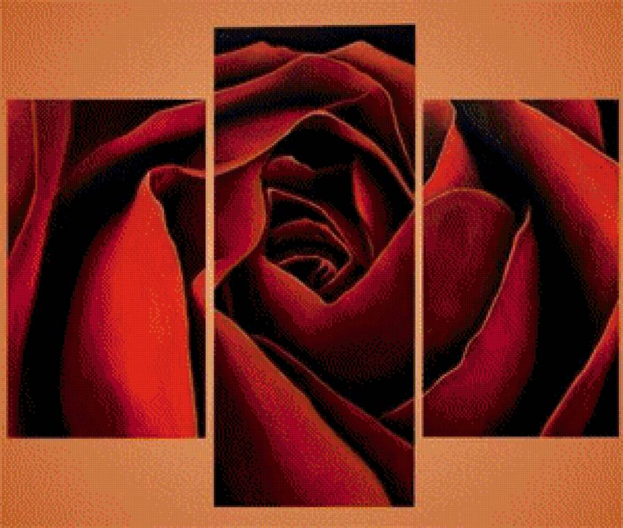 триптих - цветы, роза - предпросмотр