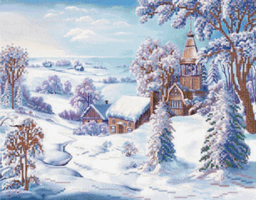 зимний пейзаж - пейзаж, зима, природа - предпросмотр