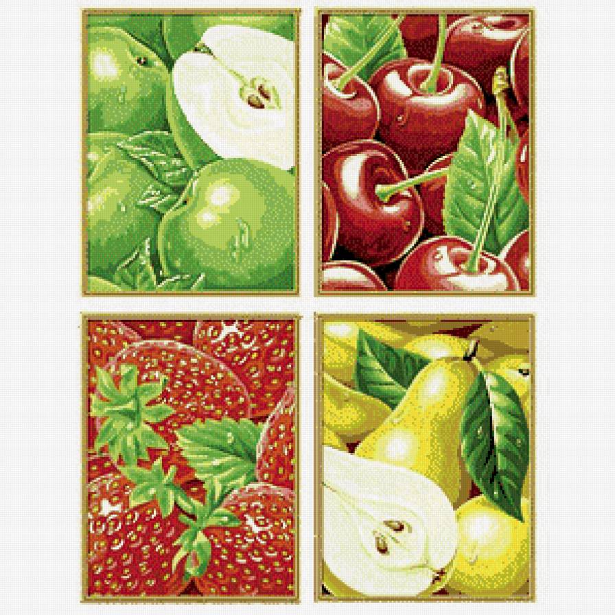 триптих - на кухню, ягоды, фрукты - предпросмотр