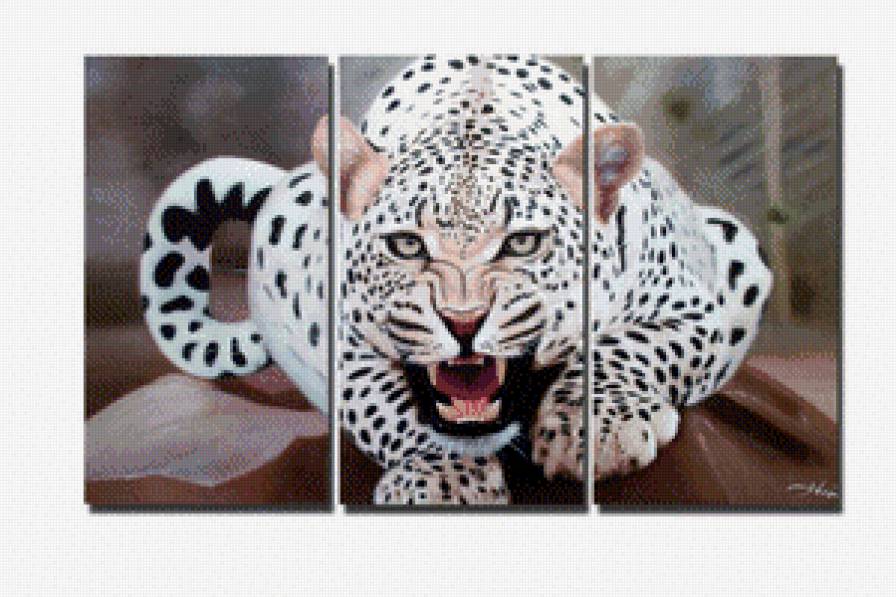 триптих - животные, дикая кошка - предпросмотр