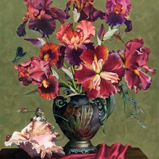 Схема вышивки «ирисы и ракушка»