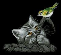 Схема вышивки «Котенок в корзинке»