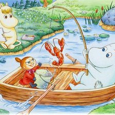 Схема вышивки «Мумми на рыбалке»