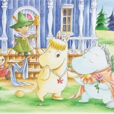 Схема вышивки «Мумми тролль и Френкен Снорк»