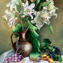 Схема вышивки «лилии в кувшине»